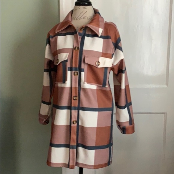 FASHION Street Plaid Oversized Woolen Shacket - Picture 2 of 8